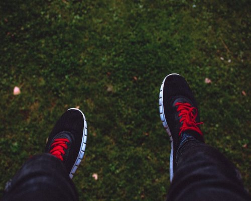 feet walking on grass comfortable shoes
